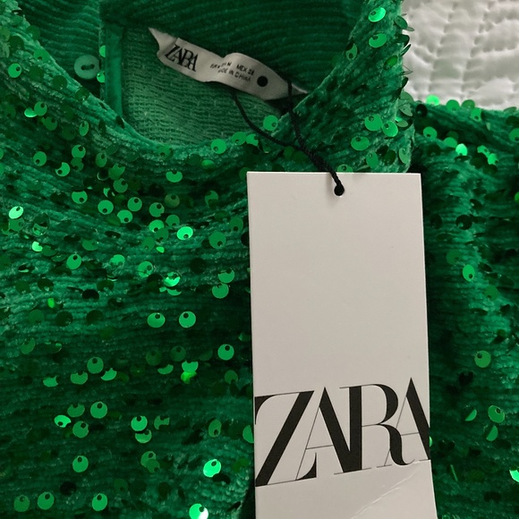 Zara Green Sequin Turtleneck Sweater - Picture 8 of 11